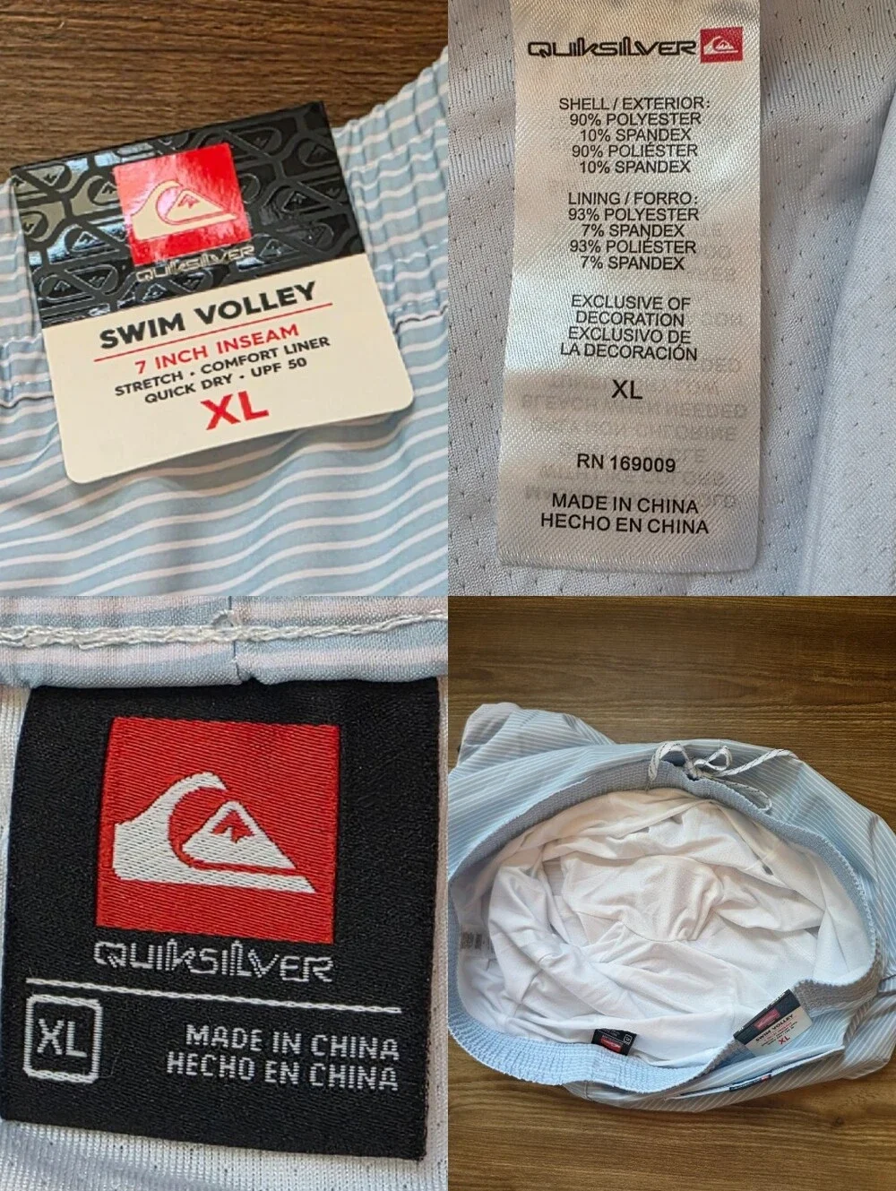 🔹️NWT Quicksilver Blue Stripe Deluxe Quick Dry Swim Shorts Men's XLarge